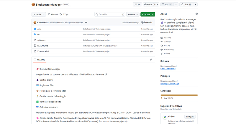 Progetti Java su GitHub